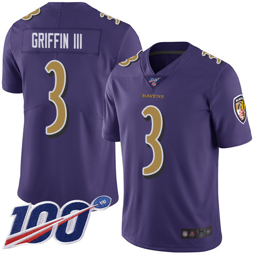 Baltimore Ravens Limited Purple Men Robert Griffin III Jersey NFL Football #3 100th Season Rush Vapor Untouchable